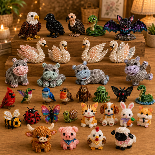 🔥🧵✨ Tiny 3D Beaded Animal DIY Kit(Unfinished Product)
