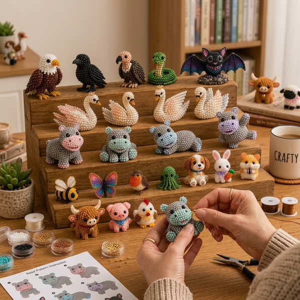 🔥🧵✨ Tiny 3D Beaded Animal DIY Kit(Unfinished Product)