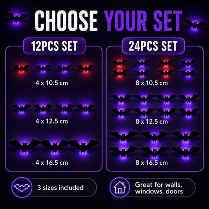 🔥 2026 Hot Sale 3D LED Bat Wall Decorations – 🦇 Turn Any Wall Into A Haunted Halloween Scene