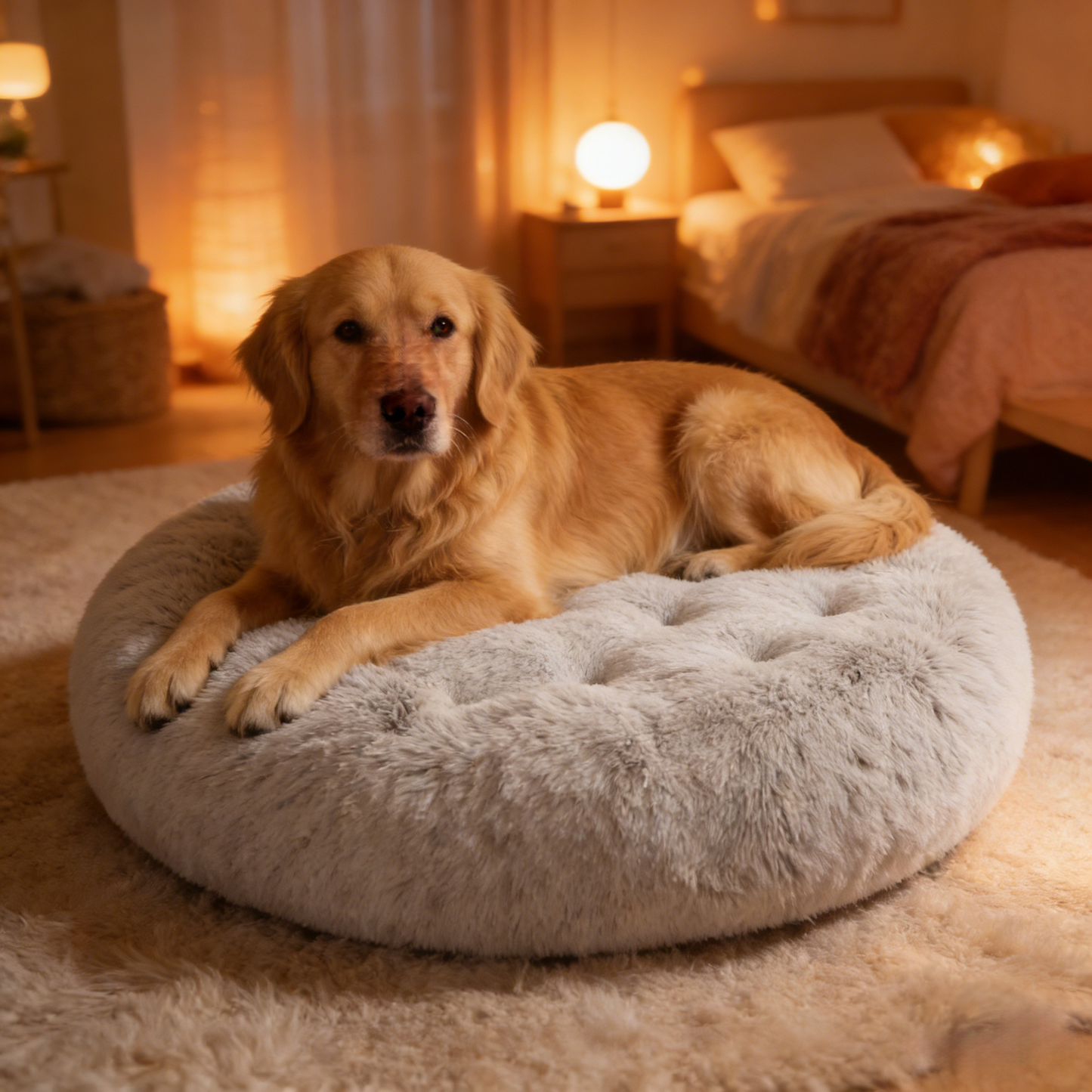 Round plush pet mat
