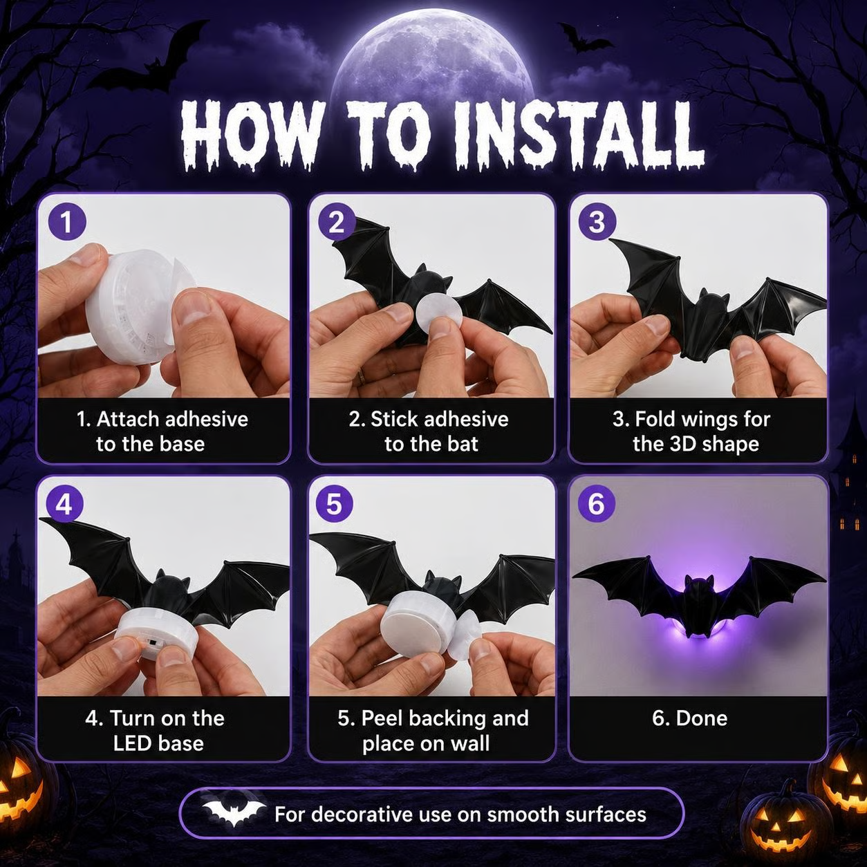 🔥 2026 Hot Sale 3D LED Bat Wall Decorations – 🦇 Turn Any Wall Into A Haunted Halloween Scene