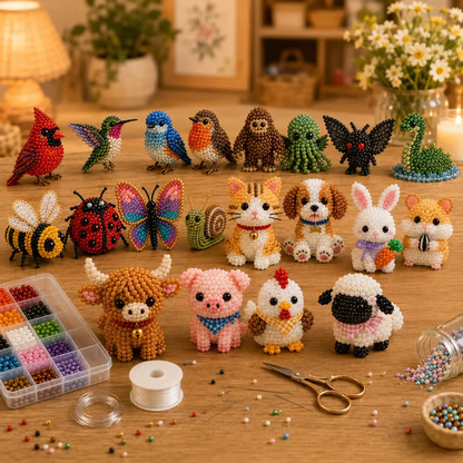 🔥🧵✨ Tiny 3D Beaded Animal DIY Kit（Unfinished Product）