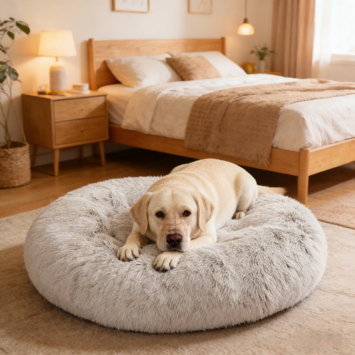 Round plush pet mat
