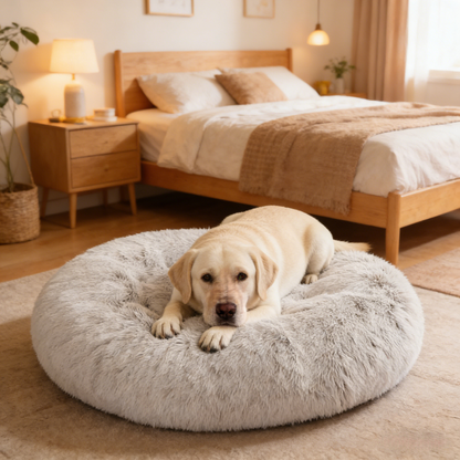 Round plush pet mat