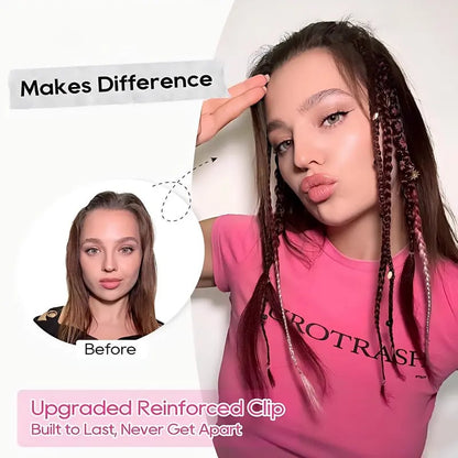 🌿🎨2Pcs Boho Beaded Clip-In Braids – Effortless Festival & Everyday Hair Transformation