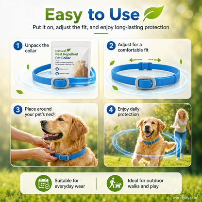 🔥 50% OFF Today 🐾 Natural Essential Oil Pet Pest Repellent Collar 🦟Safe Flea & Tick Protection for Dogs & Cats 💚
