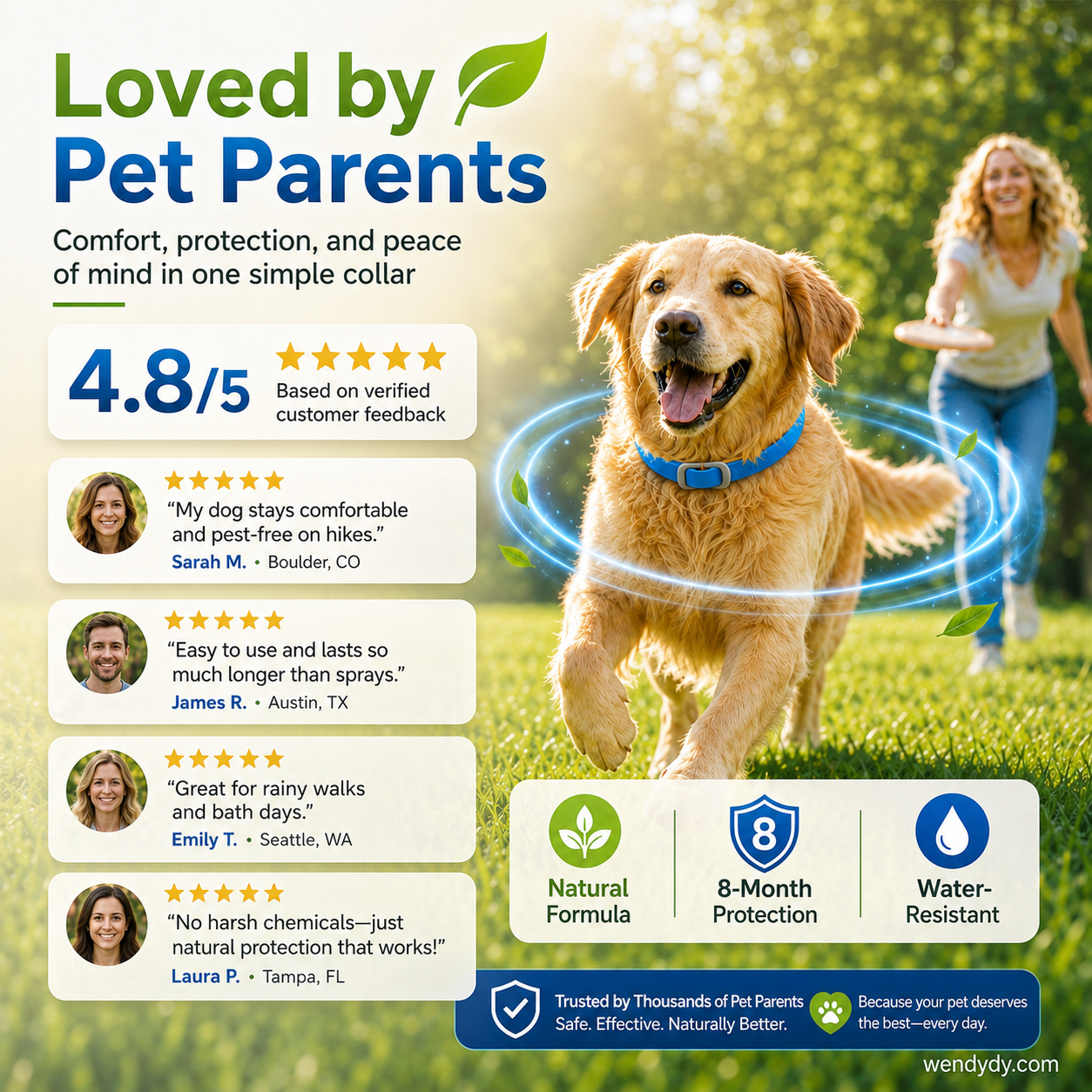 🔥 50% OFF Today 🐾 Natural Essential Oil Pet Pest Repellent Collar 🦟Safe Flea & Tick Protection for Dogs & Cats 💚