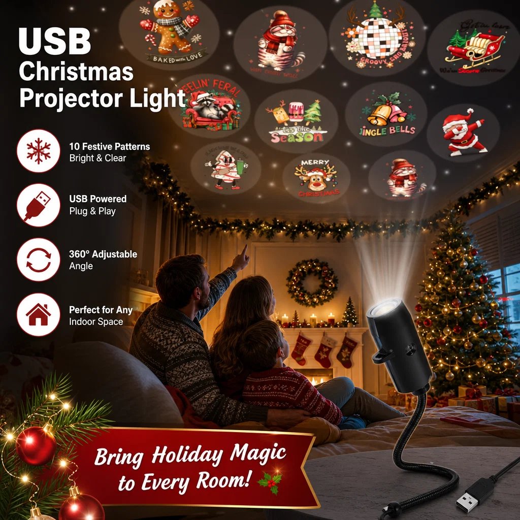 🔥Last Day Buy 1 Get 1 Free🎄 Plug-&-Play HD Christmas Projector – 6 or 10 Festive Scenes