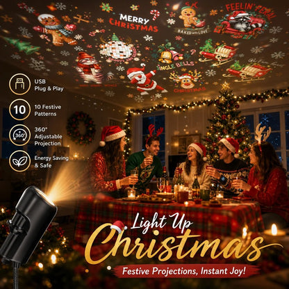 🔥Last Day Buy 1 Get 1 Free🎄 Plug-&-Play HD Christmas Projector – 6 or 10 Festive Scenes