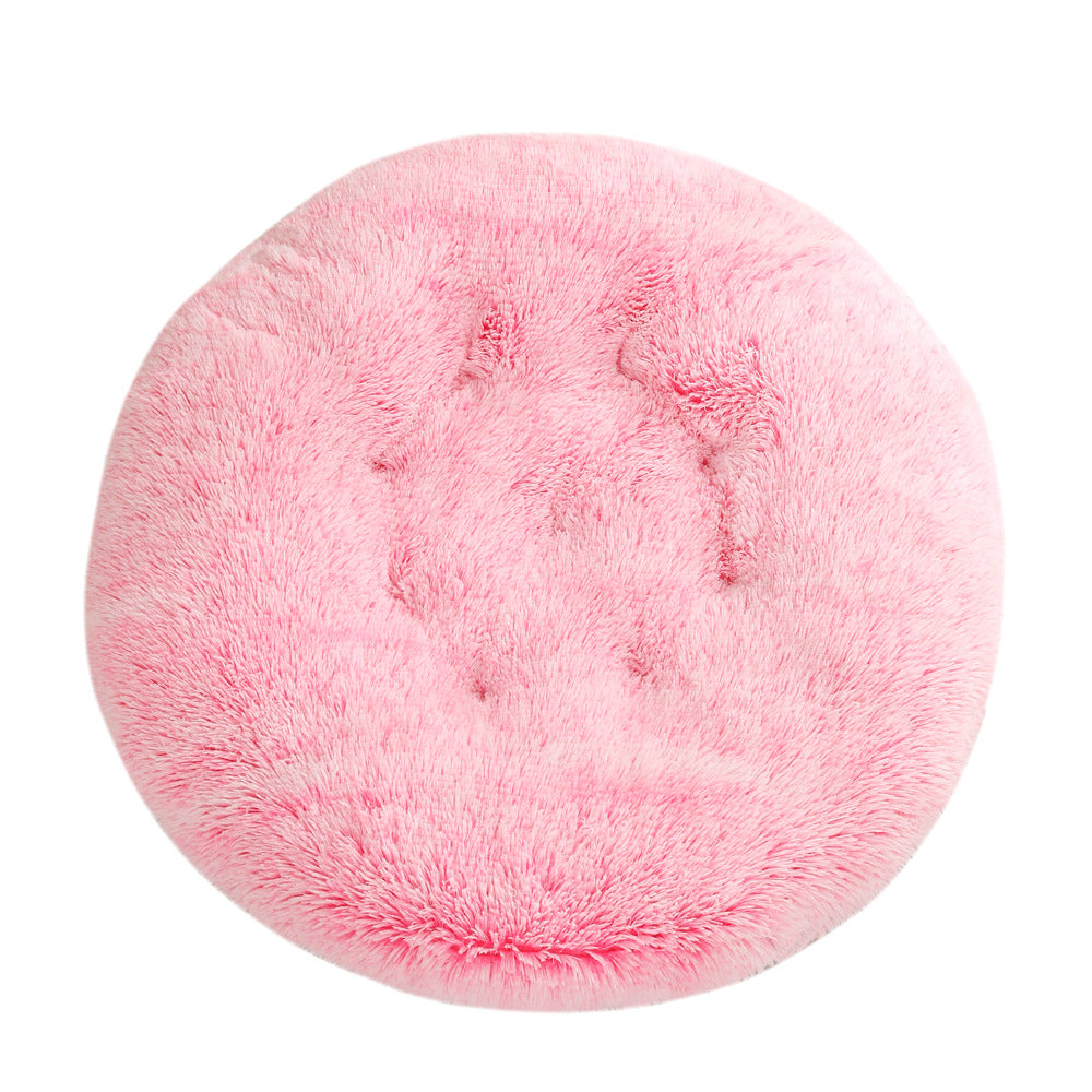 Round plush pet mat