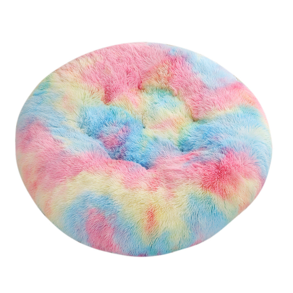 Round plush pet mat