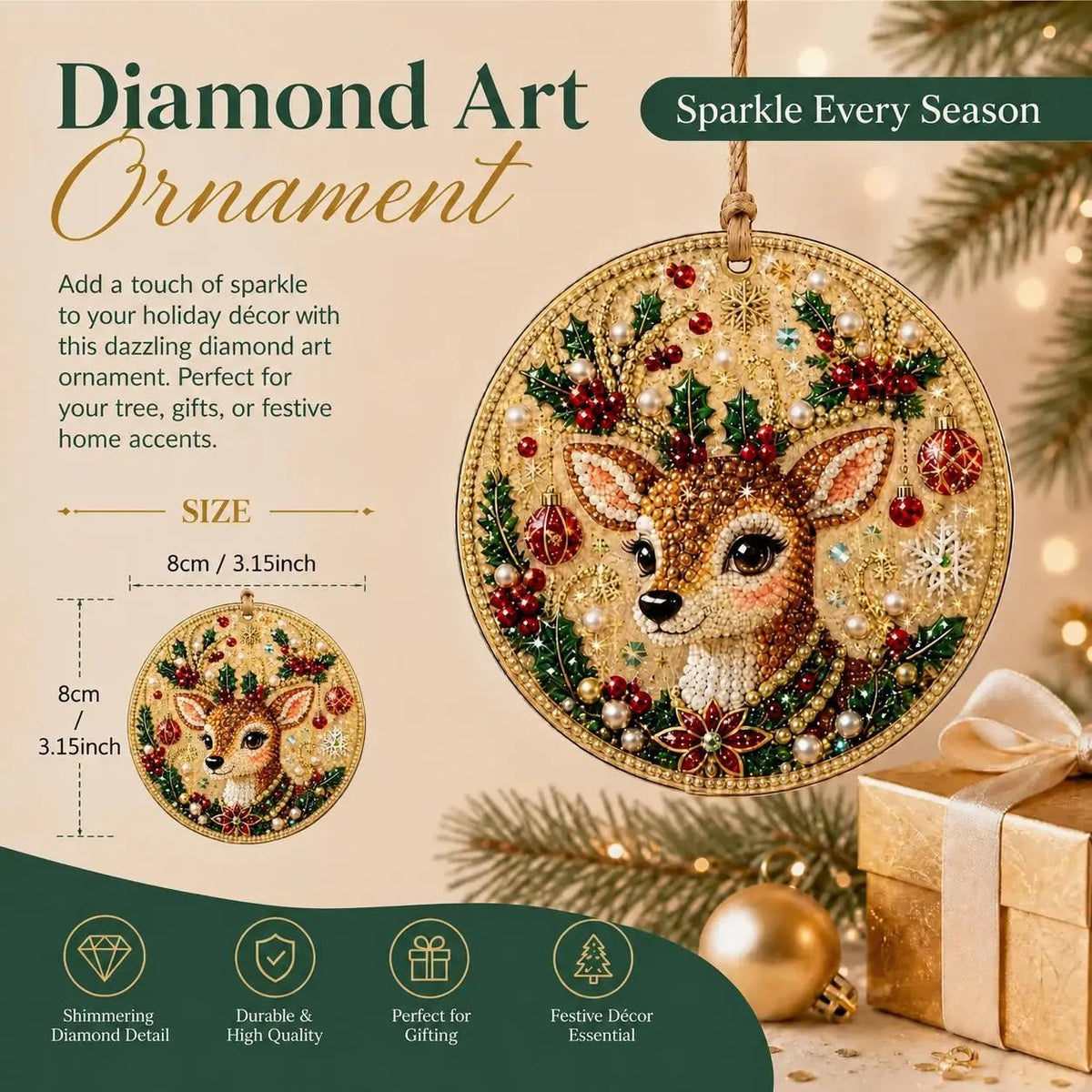🎄Christmas DIY Diamond Painting Ornaments Kit (6-Piece) 🎅 Xmas Tree Hanging Craft Decoration