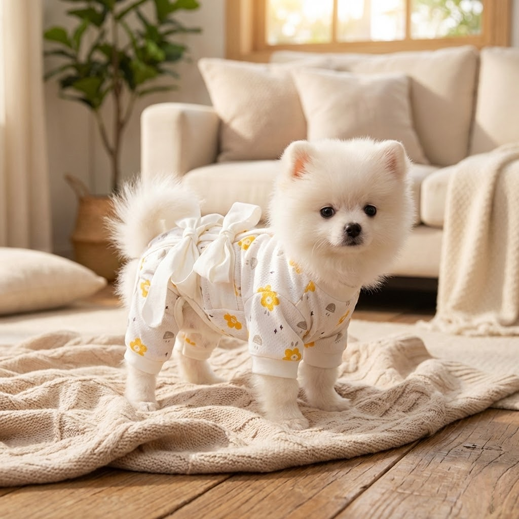 Cream Floral Pet Onesie