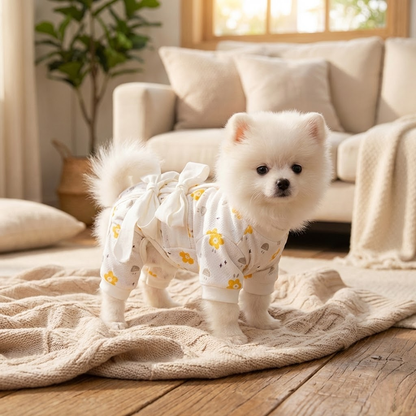 Cream Floral Pet Onesie